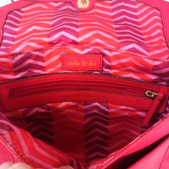 Stella & Dot Red Pebbled Leather Crossbody Bag - Picture 7 of 13